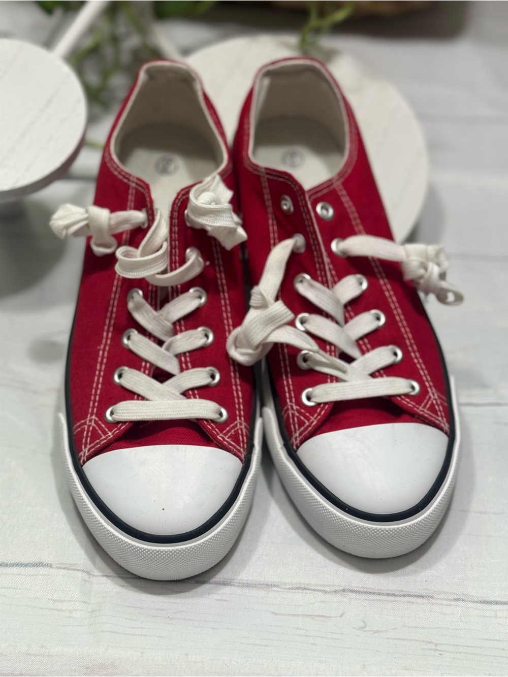 Red Canvas Low-Top Sneakers